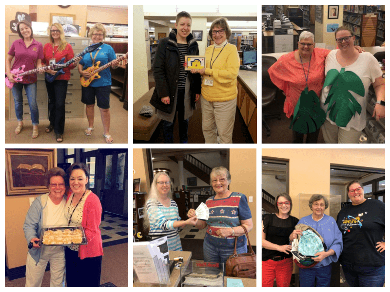 Photo collage of patrons and staff at the Piqua Public Library.